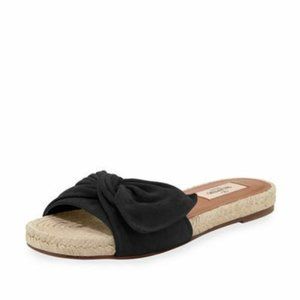 Valentino Garavani Tropical Bow Espadrille Slide Sandal Black